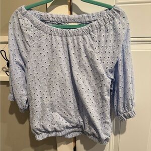 Evereve Soft Blue Eyelet Shirt